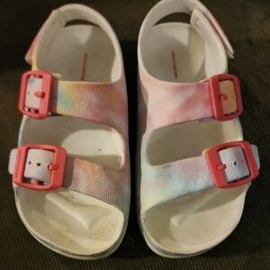 Like New Skechers Kids Colorful Sandals with Pink Buckles